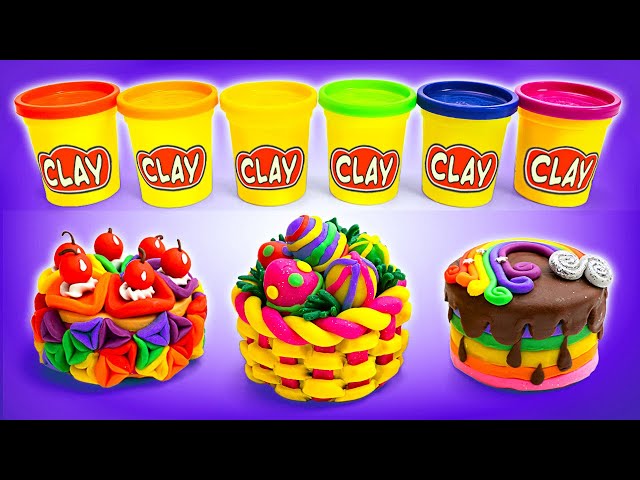 DIY BEST Clay Cakes: Easter Egg Basket, Glittery Rainbow, and Flower Delights!