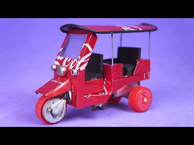 Amazing Rickshaw (Tuk Tuk) with DC Motor and Coca-Cola cans - Homemade Invention