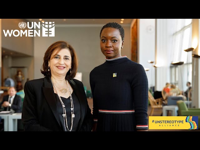 Danai Gurira and UN Women ED Sima Bahous at the Unstereotype Alliance Global Member Summit