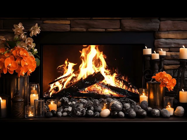 Cozy Ambiance: Relaxing 4K Fireplace with White Noise | Sleep or Study Listening the Crackling Logs