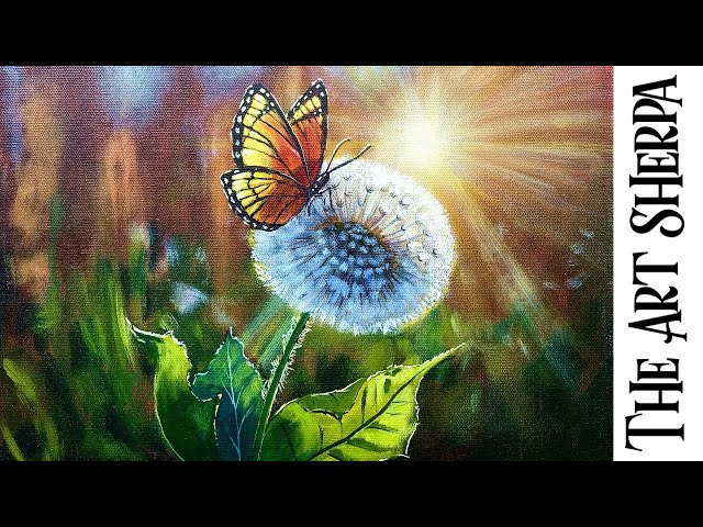 Glowing Light Light: How to Draw and Paint | Butterfly & Dandelion | Painting Tutorial step by step