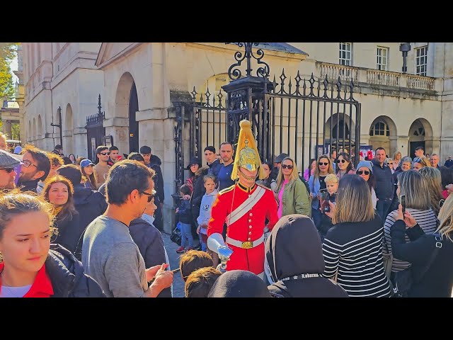 RUDE CROWD OF PEASANTS BLOCK THE KING'S GUARD ... This his patience runs out at Horse Guards!