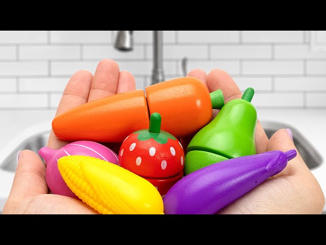 Easy Learning of Fruits and Vegetables for Kids with Fun Toy Kitchen