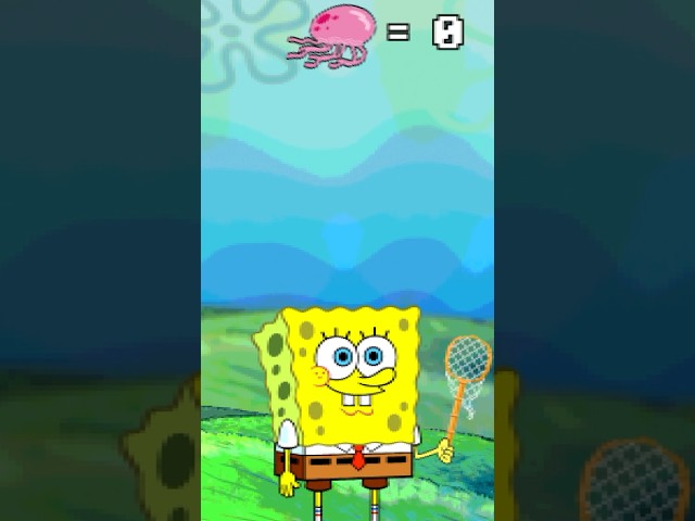 how many jellyfish can SpongeBob CATCH in a video game? 🎮 #shorts