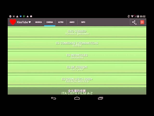 full lenght movies on YouTube - big list english & more by KissTube free App