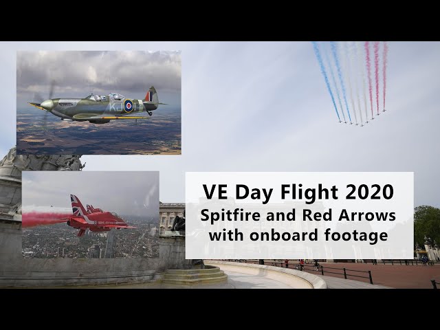 VE Day 2020 flypast with the Red Arrows and Spitfire