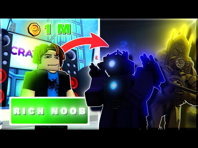 Rich Noob Got 1 MILLION Coins to get All NEW Units In Skibidi Tower Defense Roblox (part 2)