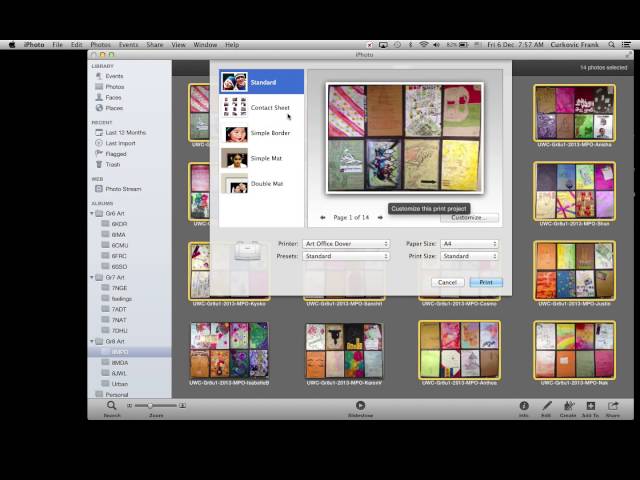 How to Print a Contact Sheet within iPhoto