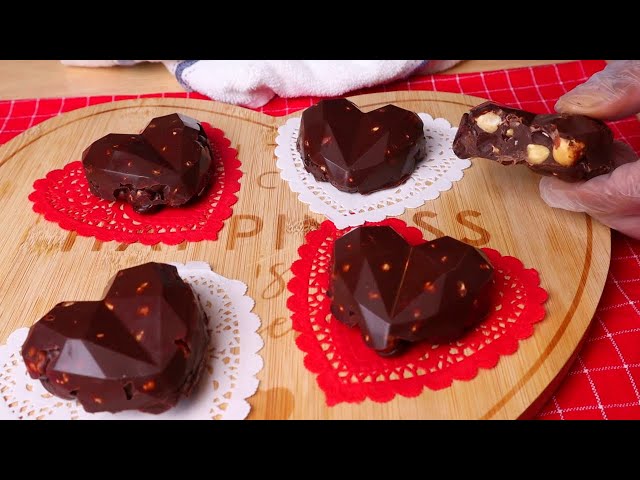 Chocolate COATED DARK HAZELNUT Bars In 5 Minutes: Just Eat Away | NO BAKE Valentine’s Chocolates