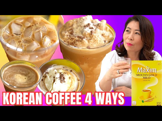 Korean Instant Mix-Coffee 4 Ways: Hot, ICED, Slushy Coffee + Coffee Dessert! Better than Coffee Shop