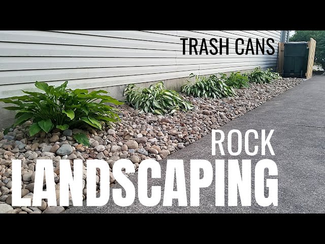 DIY Rock Landscaping Idea | River Rock | No Fabric | Hide Trash Cans