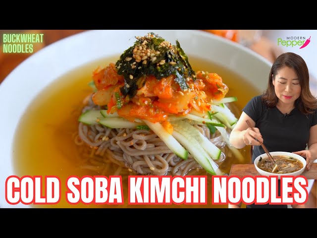 🧊COLD Soba Kimchi Noodles with SUPER EASY COLD BROTH! 🧊A/C🧊 for your soul & belly 시원한 김치 냉메밀국수