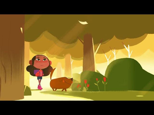 Procreate Animation Commission: Girl and Dog Walk in the Woods