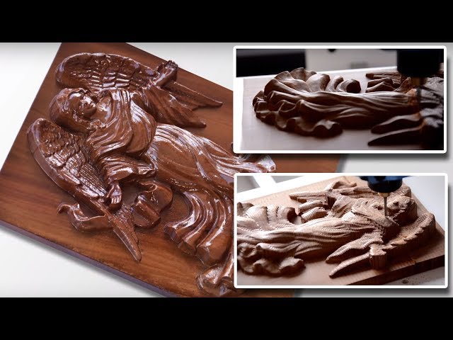 3D wood engraving with CNC Wegstr - angel
