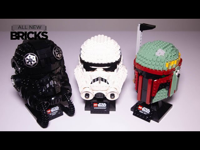 Lego Star Wars Helmet Collection Compilation of Fighter Pilot, Stormtrooper and Boba Fett Build