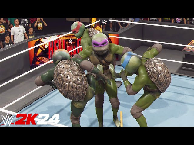 Teenage Mutant Ninja Turtles in Elimination Match - WWE 2K24 - PS5 [4K 60FPS]