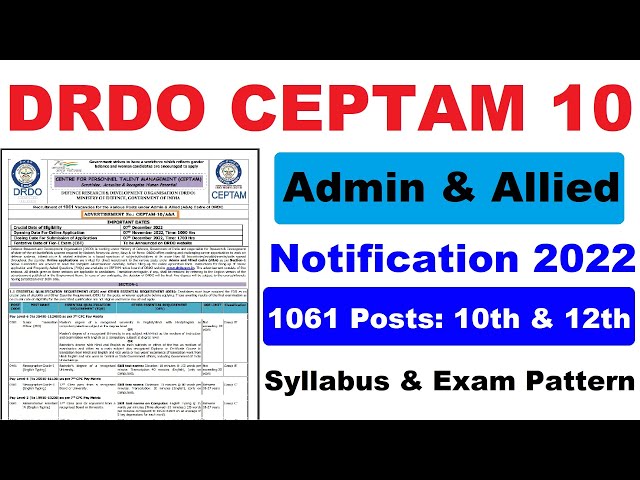 DRDO Admin & Allied  Recruitment 2022 Eligibility Criteria/ Age Limit/ Vacancy Details/ Syllabus