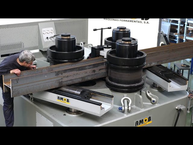 The manufacturing process of a welded beam and wind tower. How the section bending machine work