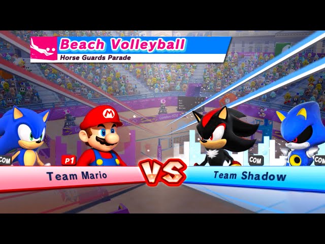 Mario and Sonic at the Olympic Games Tokyo 2012 Beach Volleyball Mario , Sonic vs Shadow & Bowser