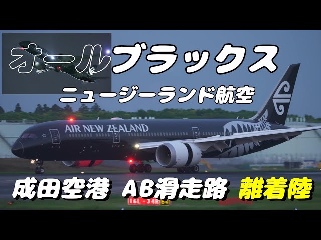 【4K】成田空港 ニュージーランド航空オールブラックス（特別塗装機）の離着陸