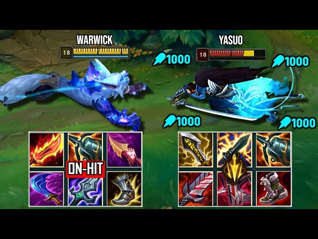 NEW ON-HIT WARWICK vs YASUO FULL BUILD FIGHTS & Best Moments!
