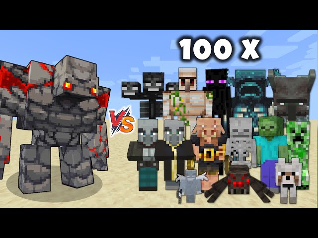 Redstone Golem vs All Mobs in Minecraft x100 - Redstone Golem (Minecraft Dungeons) vs All Mobs army