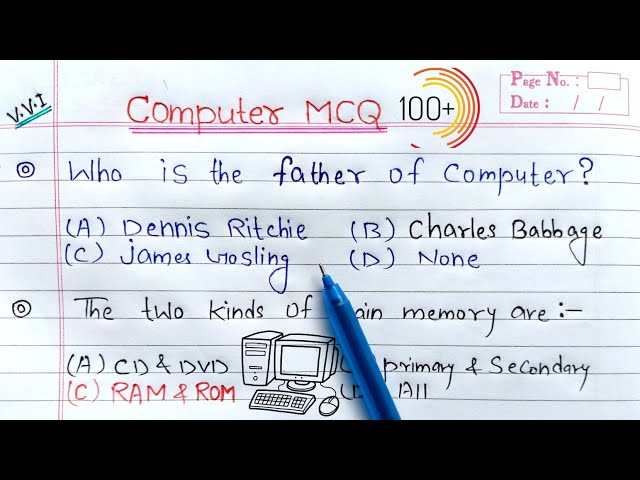 Top 100 MCQ Questions of Computer | Computer MCQs