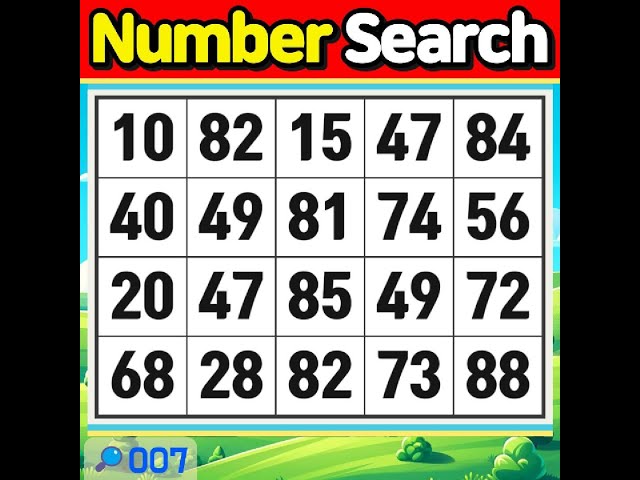 NumberSearch. Can you find them all? 【Memory | Concentration | Brain training】 #007