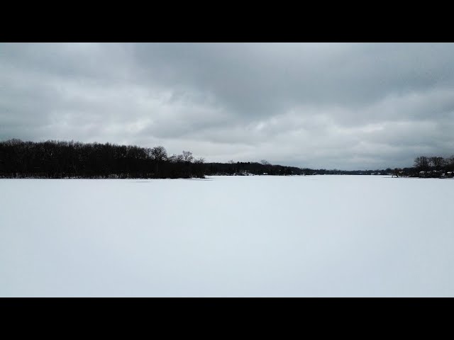 A Flight Over: Middle & Upper Straits Lake: Frozen (West Bloomfield, Michigan)