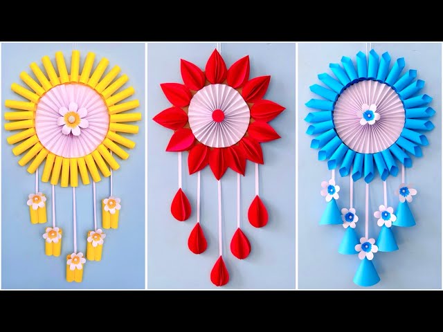 3 Unique Flower Wall Hanging / Quick Paper Craft For Home Decoration / Easy Wall Mate DIY Wall Decor