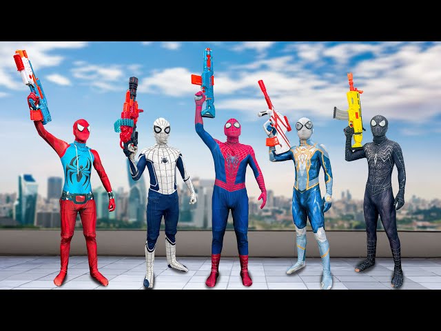 What If All Spider-Man in 1 HOUSE ? || Hey All Spider , Take Nerf Gun And Go To Trainning ! (Action)