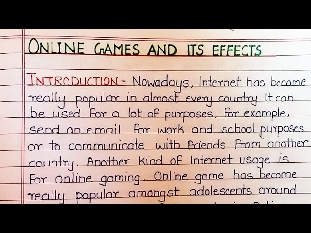 Essay on Online games and it's effect | Essay on Online games| essay writing | English essay