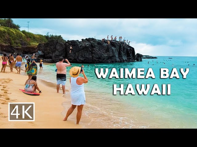 [4K] Waimea Bay | Cliff Jumping Spot | North Shore Oahu Hawaii - Walking Tour