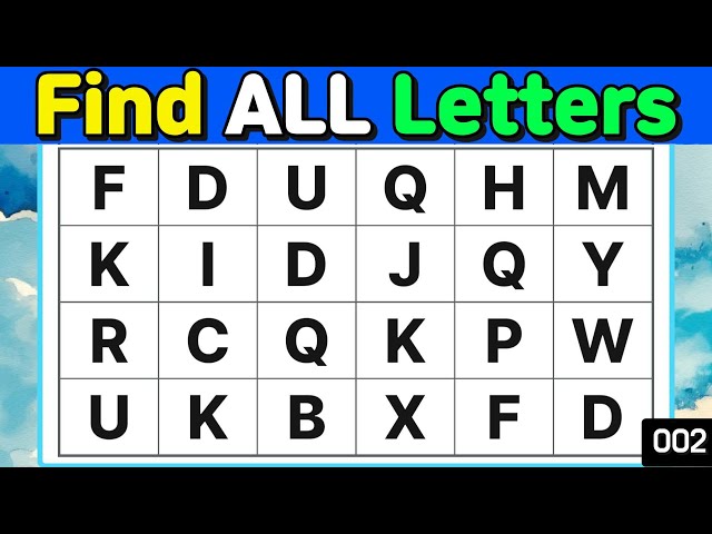 🔎Find letters #002 Find 3 letters used 3 times. [concentration,memory,brain exercise for seniors]