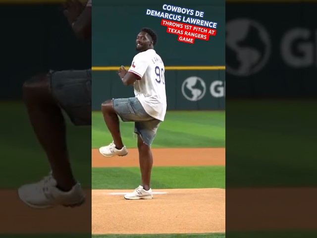 DEMARCUS LAWRENCE ✭ #COWBOYS EDGE THROWS 1ST PITCH AT TEXAS RANGERS #MLB GAME! 🔥 Bad Throw? 👀 #NFL
