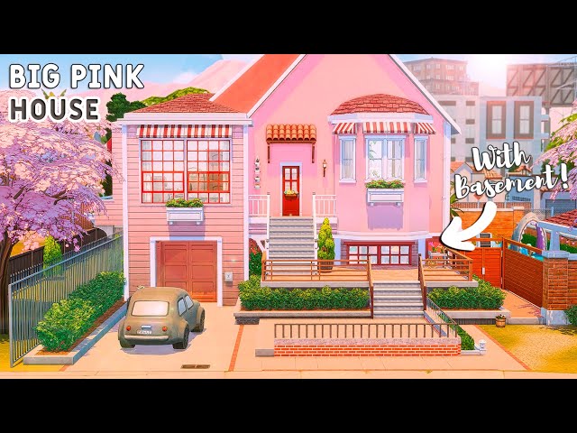 💗 Big Pink House 💗 NoCC | Exterior & Basement | The Sims 4 | Stop Motion
