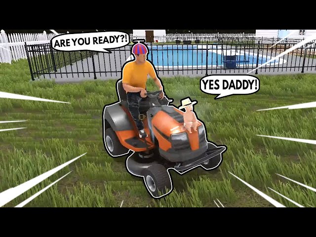 BABY AND DADDY CUTTING GRASS WITH TRACTOR!!! (Who's Your Daddy)