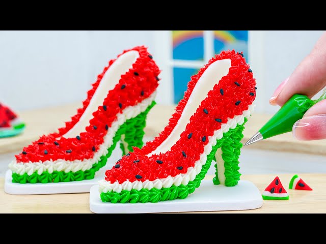 🍉Awesome Miniature Watermelon Chocolate Cake Decorating - Creative Tiny Chocolate Shoe Shape Cake