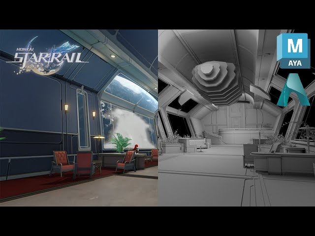 Modelling the Astral Express Parlor Car | HONKAI Star Rail | 3D Modelling Timelapse | AUTODESK MAYA