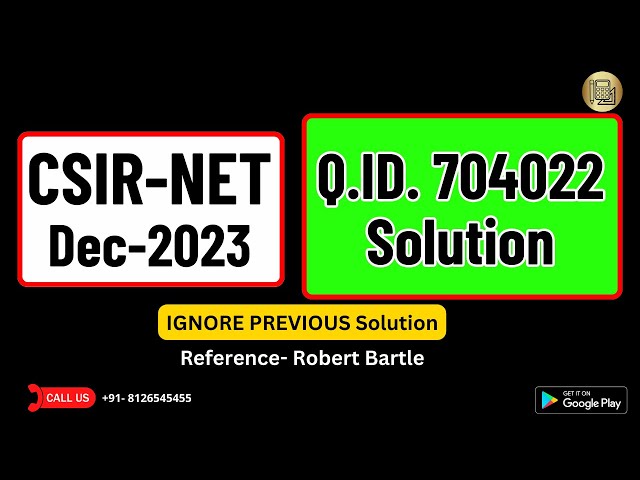 Q.ID. 704022 Correct Solution || #csirnetdec23 || by-Sunil Bansal