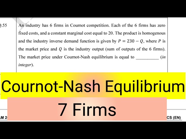 cournot Nash equilibrium in 7 firms