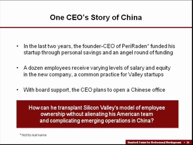 Stanford Webinar - Exporting Innovation: Translating Silicon Valley's Culture in China