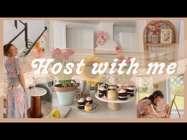 HOST WITH ME | tea party bridal shower, DIYs, & baking mini cakes!