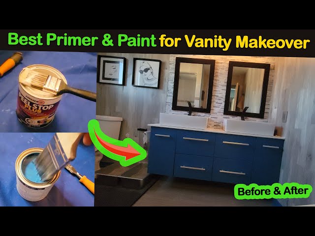 How to Paint Vanity Cabinets on Budget - Best Primer & Paint for Vanity Makeover