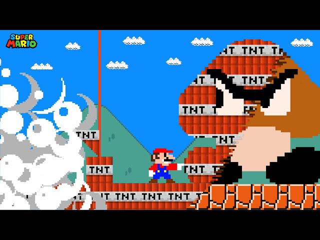 Super Mario Bros. but When Anything Mario Touches Turns To TNT!...