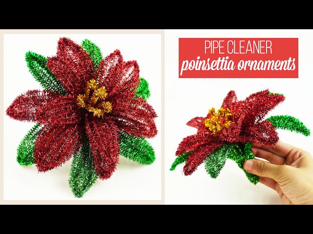 How to make Poinsettia Flower with Pipe Cleaner | Pipe Cleaner Flowers | Pipe Cleaner Crafts