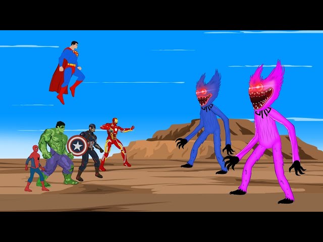 Hulk, Spiderman, Ironman, SuperMan vs  HUGGY WUGGY POPPY PLAYTIME [HD]