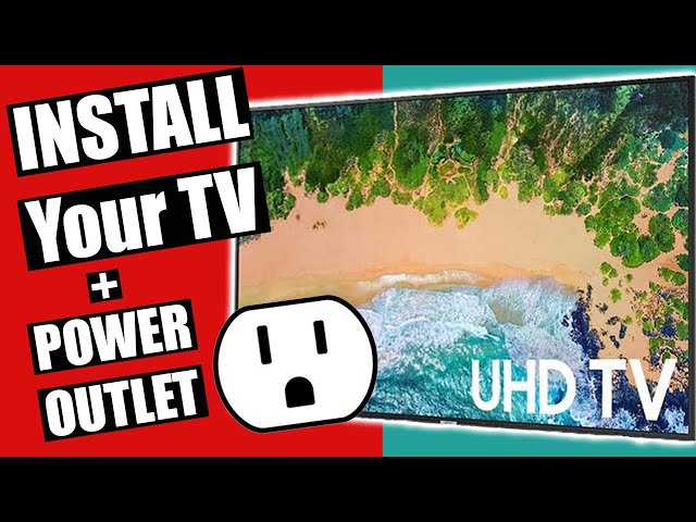Samsung TV on Tilt Wall Mount and Power Outlet