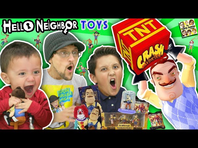 HELLO NEIGHBOR GIVES US HIS TOYS!!  FGTEEV Boys Video Game Surprise Box from MART (Plushies Figures)