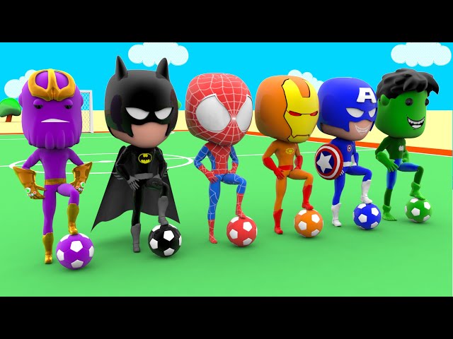 Thanos Avenger Learn Colors with Fifa World Cup Football 2018 Superheroes Spiderman